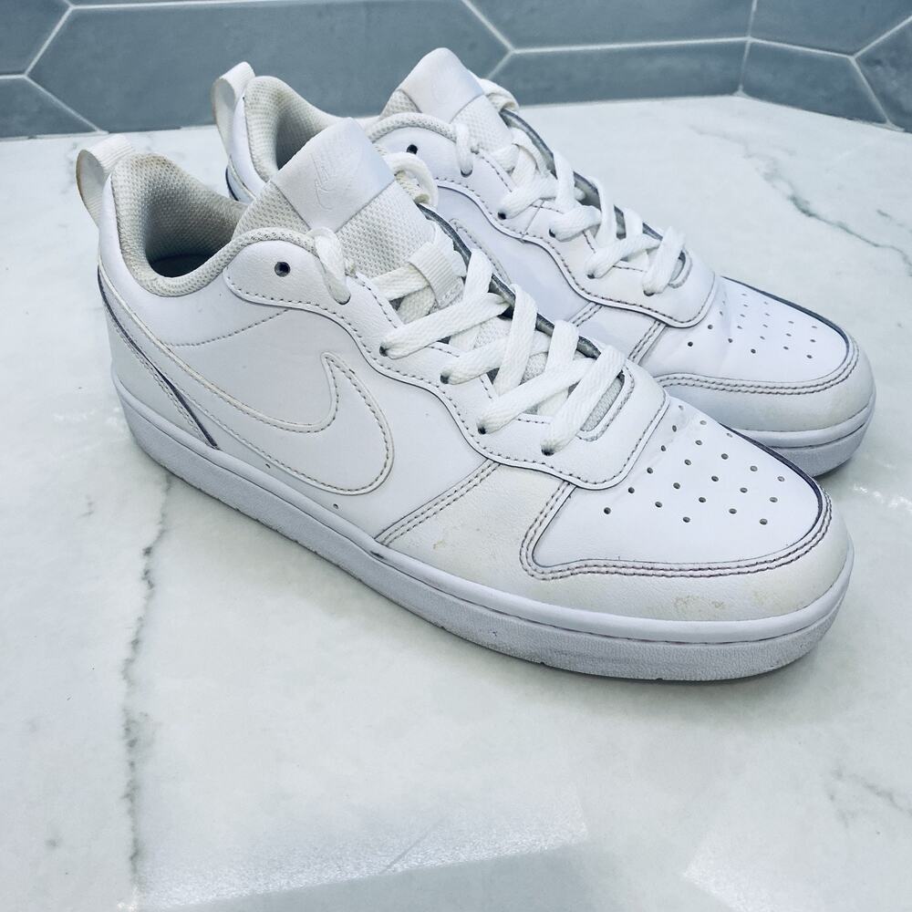 Nike Court Borough Low 2 Sneaker Womens 8.5 = 7Y Big Kid Youth Triple White Shoe